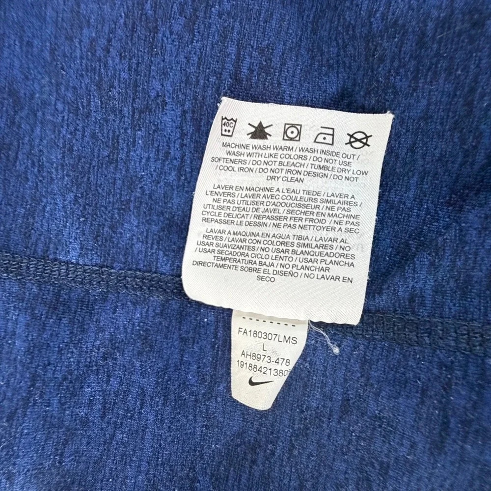 Nike Running Dri-FIT Shirt Men's Large Blue Lightweight‎ Athletic Tee Qtr Zip LS